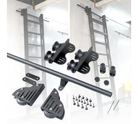 Retractable Rolling Ladder Hardware Library Sliding Ladder Hardware Kit, Steel Round Tube Mobile Ladder Tracks With Floor Roller, Library Mobile Ladder Rail Accessories(800cm(26.2 ft) track kit)