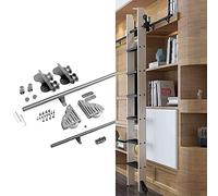 Retractable Rolling Ladder Kit - Adjuble Sliding Hardware for Library & Bookcase, 500cm Indoor Round Rail Track System - Space-Saving Solut for Loft & Home Use, & Slish Design