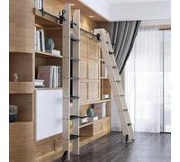 Retractable Rolling Library Ladder Hardware Kit, Sliding Track With Floor Roller For Vertical Storage, Easy Installation, No Floor Space Required(Size:200cm(6.6 ft) track kit)
