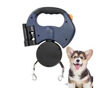 Retractable Rope for 2 Dogs, Reflective Retractable Pet Rope for Two Dogs, Lockable, Extendable Pet Rope - Ergonomic, Practical Hook that Automatically Enables the Dog Walking Rope