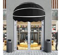 Retractable Round Awning CanopyUV & WaterResistant Aluminum FrameFoldable Outdoor Sunshade for Door Window Deck280gsm Polyester 8 Sizes 5 Colors (Black 110cm)