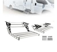 Retractable RV Steps, Foldable RV Step, Manual Camper Steps, A-nti-Slip Aluminum-Rubber Strip Design, Deep Grooved Texture, Stable Bounce-Free Structure, for Travel Trailer Caravan Models(Single)