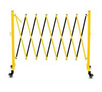 Retractable Safety Barrier 3m, 1.05m H Steel Stair Barrier, Scissor Barrier with Padlock and Lockable Wheels, Security Identification for Parking Home Building Site (1, 3m)