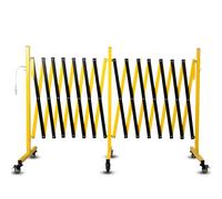 Retractable Safety Barrier 5m, 1.05m H Steel Stair Barrier, Scissor Barrier with Padlock and Lockable Wheels, Security Identification for Parking Home Building Site (1, 5m)