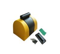 Retractable safety barrier with 3 m wall-mounted insulating cable, yellow and black warning tape, adjustable strap for indoor and outdoor use, safety zone protection