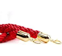 retractable safety rope, Twisted Queue Dividers Cord with Gold Plated Hooks Crowd Control(2 Pack,2M/6.5Ft)