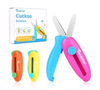 Retractable Safety Scissors for Kids, 3Pcs Scissors for Toddler Ages 3 4 5 6 7, Cute Small Art Crafts Cutting Tools