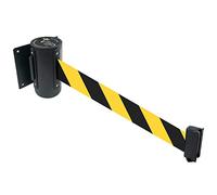 Retractable Safety Wall Queue Barrier With Tuff Tex Black Finished (120" Blk/Yel)