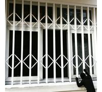 Retractable Security Bar for Horizontal SlidingWhite AntiBurglar Grill Adjustable 2048 Inch for Apartments Lofts & Garages (W20xH32in/50x80cm)