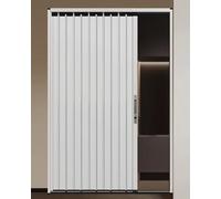 Retractable Security Screen Door, White Metal Sliding Multifold Panel for Space Saving Entry, Includes Mounting Hardware
