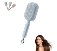 Retractable Self-Cleaning Hair Brush - One-Pull Easy Clean Hair Remover, Gentle Air Cushion Massage Comb & Anti-Static Detangling Brush for All Hair Types (Women Men) (Blue)