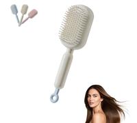 Retractable Self-Cleaning Hair Brush - One-Pull Easy Clean Hair Remover, Gentle Air Cushion Massage Comb & Anti-Static Detangling Brush for All Hair Types (Women Men) (White)