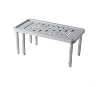 Retractable Shelf for Kitchen Storage, 35-61 cm Adjustable Width, Detachable Organizer with 6 Reinforced ABS Supports, White/Grey(grey)