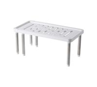 Retractable Shelf Organizer for Kitchen and Living Room Expandable Storage Rack with Adjustable Width 35-61 Cm White or Grey Abs Plastic 6 Thickened Support Frames for Spices and Household Items