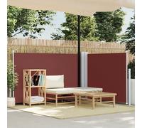 Retractable Side Awning 120x600cm Brown PU Polyester Privacy Screen Auto Retract