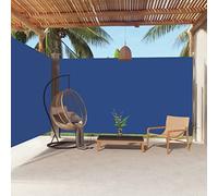 Retractable Side Awning 220x600 cm UV Resistant Outdoor Automatic Roll Up Shade for Patio & Balcony Blue Fabric Sunshade Divider