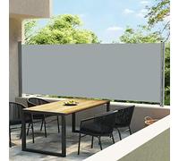 Retractable Side Awning 600x160cm Gray - Outdoor, Sunshade & Wind Blocker for Patio, Balcony, Waterproof UV Protection, Easy Installation
