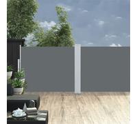 Retractable Side Awning Anthracite 140x1000cm Polyester PU Coated Steel w/ Posts