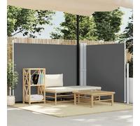 Retractable Side Awning Anthracite 140x1000cm Polyester PU Steel Frame Automatic