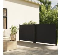 Retractable Side Awning Black 100x1000cm PU-Coated Polyester Steel Frame Mounts