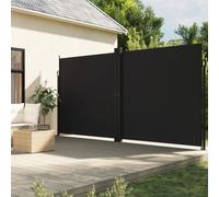 Retractable Side Awning Black 200x1000cm Polyester PU Coated Steel Frame Outdoor