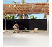 Retractable Side Awning Black 220x1200 cm PU Polyester Steel Frame Heavy-duty UV