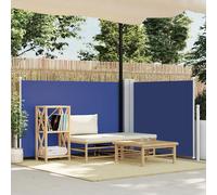 Retractable Side Awning Blue 100x600 cm Polyester PU Coated Steel Frame Retracts