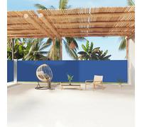 Retractable Side Awning Blue 160x1200 cm PU-coated Polyester Double-Sided Posts