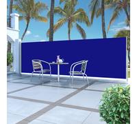 Retractable Side Awning Blue 160x500cm PU-Coated Fabric Steel Windproof Cassette