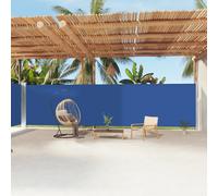 Retractable Side Awning Blue 200x1200cm Polyester PU Coated with Posts Automatic