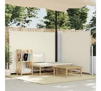 Retractable Side Awning Cream 140x1000cm Polyester PU Coated Double-Side 2Posts