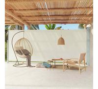 vidaXL Patio Retractable Side Awning - Cream Privacy Screen/Sunscreen, 220x600 cm, Tear-Resistant Polyester, Powder-Coated Steel Base