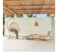 vidaXL Patio Retractable Side Awning - Cream Privacy Screen/Sunscreen, 220x600 cm, Tear-Resistant Polyester, Powder-Coated Steel Base