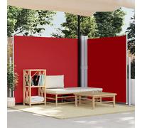 Retractable Side Awning Red 160x600 cm PU Fabric Steel Frame Double-sided Auto.