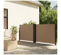 Retractable Side Awning Taupe 140x1200 cm PU Polyester Steel Posts Privacy Shade
