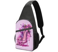 Retractable Side Pocket Chest Crossbody Watercolor High Hell Flowers Print Shoulder Pack Sports Sling Backpack For Travel, Cycling, Office