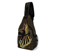 Retractable Side Pocket Shoulder Pack Ancient Egyptian God Anubis Chest Crossbody Multipurpose Strap Daypack For Business, Running, Office