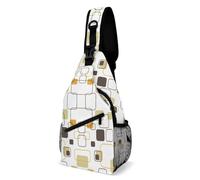 Retractable Side Pocket Sling Backpack Mid-Century Modern Art Shoulder Bag Lightweight Strap Daypack For Cycling, Hiking, Office