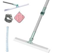 Retractable Silicone Floor Scraper Bathroom Wiper, Floor Squeegee Broom, Adjustable Long Handle Magic Broom, Non-Stick Hair Sweeping Tool for Bathroom, Window, Kitchen (52cm)
