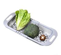 Retractable Sink Basket Plastic Expandable Strainer White(Gray)