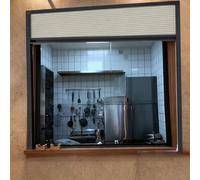 Retractable Sliding Kitchen Serving Hatch Door Interior Folding Track Door NonWoven Closet Panels for Storeroom/Room Divider (95x100cm/37x39in)