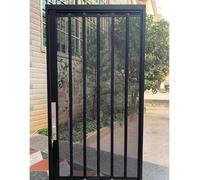 Retractable Sliding Mesh Screen DoorVentilated Folding Door for Bedroom & Barn Custom Size 65x80in Metal Indoor Security Patio Door Ideal for Front & Back Entry