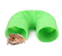 Retractable Small Animal Play Tunnel Durable PP MaterialExpandable Foldable 10cm/3.9in Diameter Pet Tube Toy for Ferrets Hamsters Guinea Pig (Green)