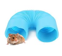 Retractable Small Animal Play Tunnel Durable PP MaterialExpandable Foldable 10cm/3.9in Diameter Pet Tube Toy for Ferrets Hamsters Guinea Pig (Blue)