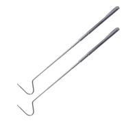 Retractable Snake Hook 2pcs with Comfortable to Hold Handle, Stainless | Portable Telescopic Pole, for Wild Catching and Play with Snakes, Silver Finish, Reptile Enthusiasts