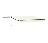 Retractable Solar-Powered Patio Canopy 2.5x2m with Remote Control & Hand Crank, Adjustable Aluminum Shade for Pools & Patios, Cream & Anthracite Color.