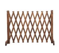 Retractable Solid Wood Expanding Fence Panels - Movable Temporary Garden Gate for Yard Patio 4 Adjustable Heights Brown Color 98cm Size - Perfect for Outdoor Privacy and Decoration