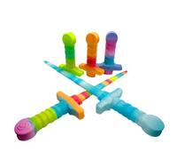 Retractable Spiral Sword 3D Printed Gradient Desktop Fidget Figurine Set | Print-in-place twisted blade stress relief decor, mixed gradient bulk sculptures for desk & seasonal basket display
