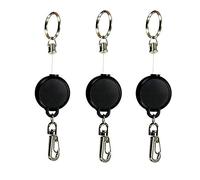Retractable Stainless Keyring SUPERTOOL 3PCS Black Retractable Key Chain Recoil Holder Heavy Duty Carabiner