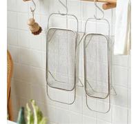 Retractable stainless steel draining basket with oval handles for vegetables and XL storage